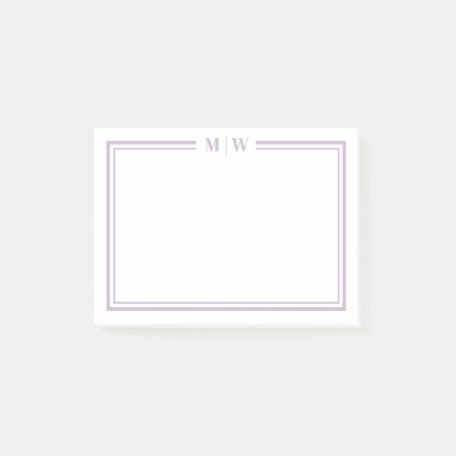 Purple Monogram Post-it Notes (Front)