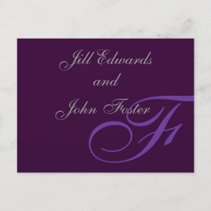 Purple Monogram Save the Date Announcement Postcard