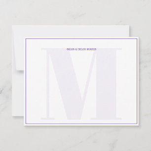 Purple Monogram Typewriter Couple Wedding Custom Card