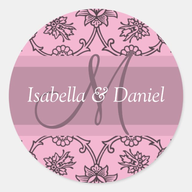 Purple Monogram Wedding Favour Labels (Front)