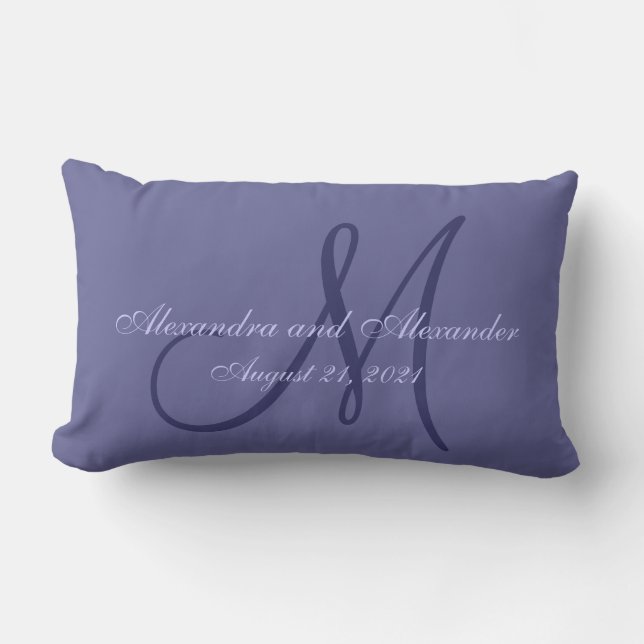 Purple Monogram Wedding Lumbar Cushion (Front)