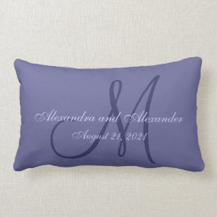 Purple Monogram Wedding Lumbar Cushion