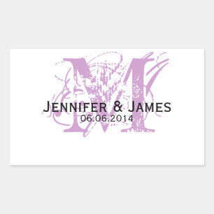Purple Monogram Wedding Wine Labels