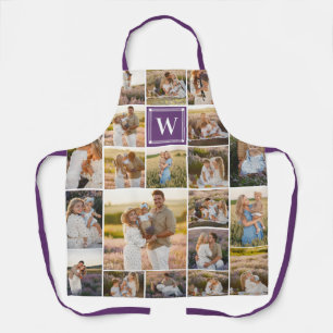 Purple Monogrammed 20 Pic Photo Collage Apron
