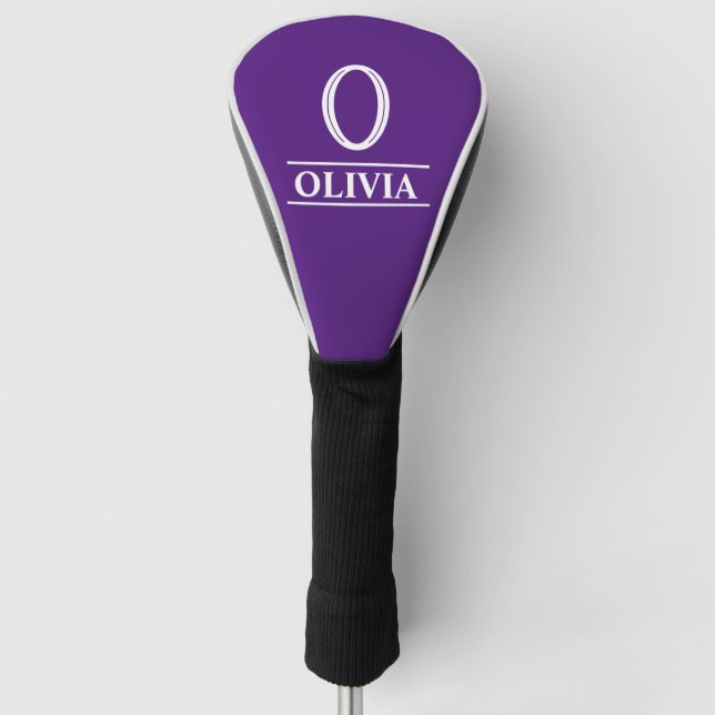 Purple Monogrammed Golf Head Cover (Front)