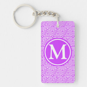 Purple Monogrammed Tribangle Key Ring