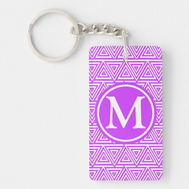 Purple Monogrammed Tribangle Key Ring (Front)