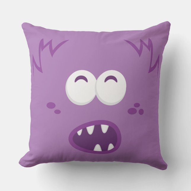 Purple Monster Face Throw Pillow (Front)