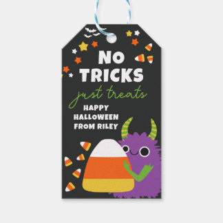 Purple Monster Halloween Just Treats Boo Basket Gift Tags