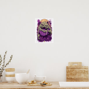 Purple Monster Horror Comic Art Poster