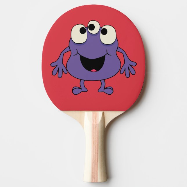 Purple Monster Kids Table Tennis Paddle (Front)