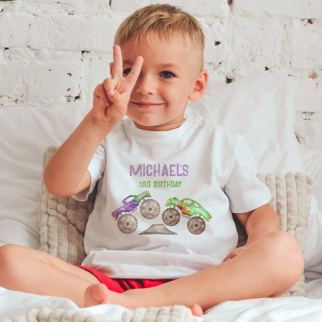 Purple Monster Trucks Birthday Boy T-Shirt (Creator Uploaded)