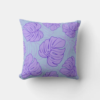 Purple Monstera Leaves Cushion