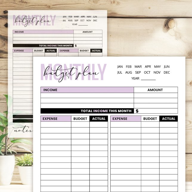 Purple Monthly Budget Plan of Income and Expenses Notepad (Creator Uploaded)