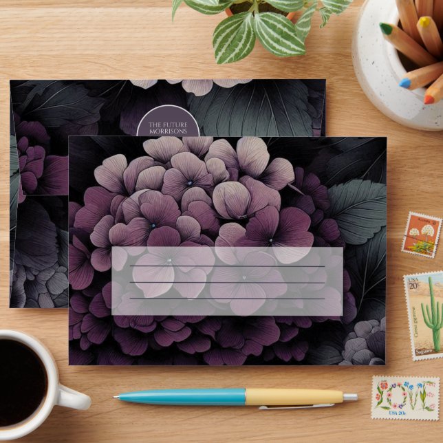Purple Moody Floral Envelope (Desk)
