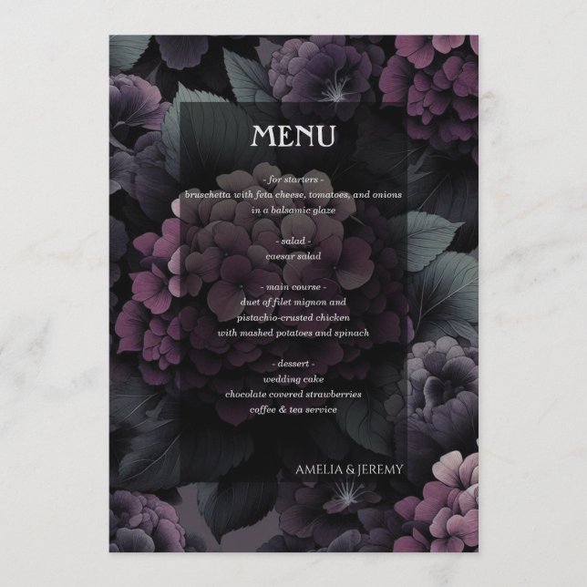 Purple Moody Floral Menu (Front)