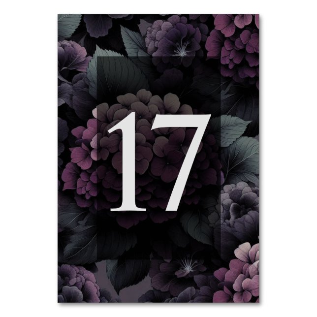 Purple Moody Floral Table 17 Number (Front)