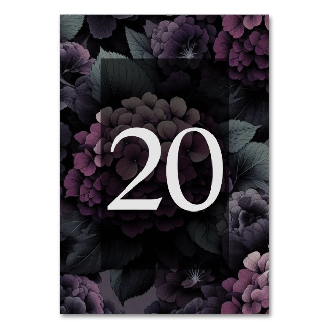 Purple Moody Floral Table 20 Number (Front)