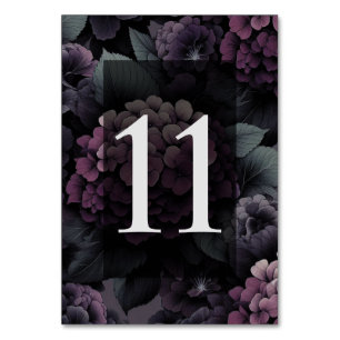 Purple Moody Floral Table Number
