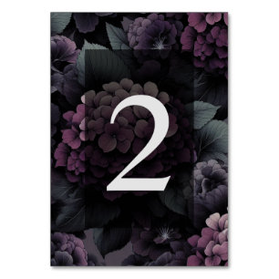 Purple Moody Floral Table Number