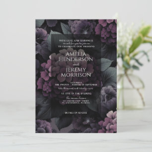 Purple Moody Floral with Details Invitation
