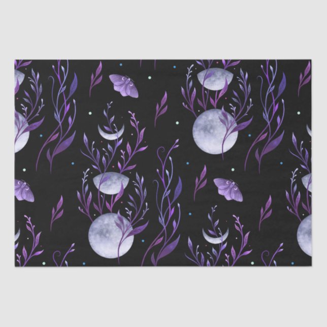Purple Moon and Moth  Tissue Paper (Front)