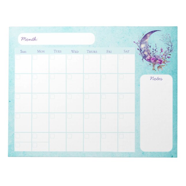 Purple Moon Calendar Notepad - 40 pages (Front)
