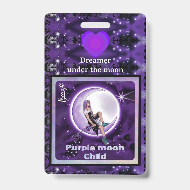 Purple moon Child ID Badge (Front)