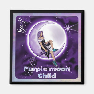 Purple Moon Child Magnet