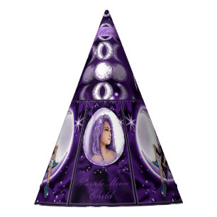 Purple Moon Child Party Hat