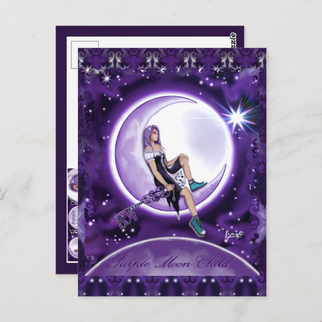 Purple Moon Child Postcard (Front/Back)