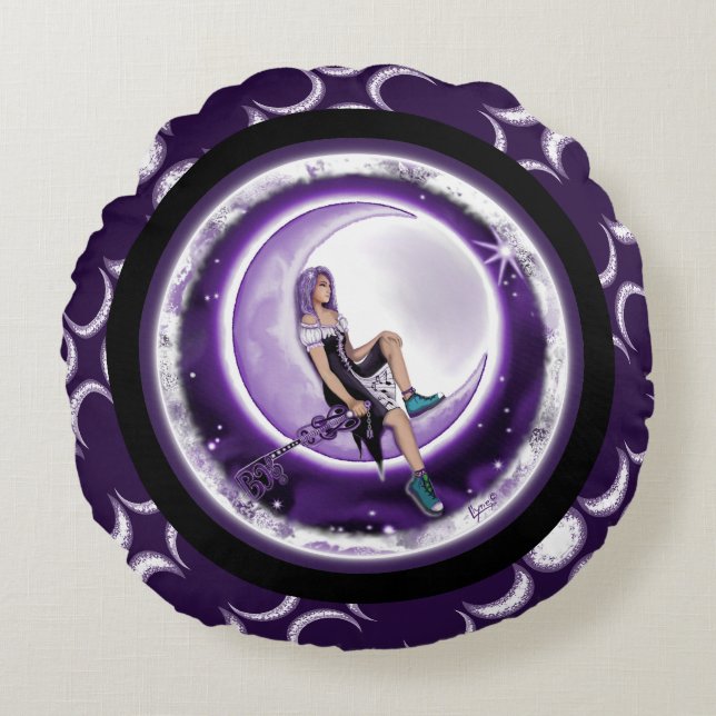 Purple Moon Child Round Cushion (Front)