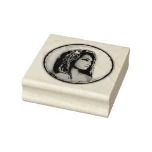 Purple moon child rubber stamp
