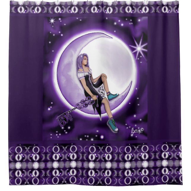 Purple Moon Child Shower Curtain (Front)