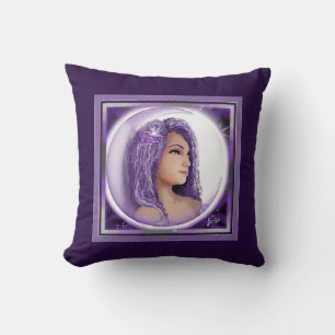 Purple Moon Child Throw Pillow