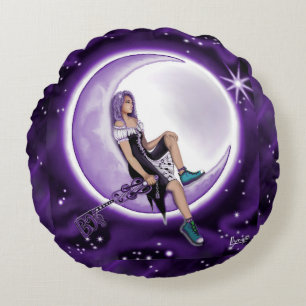 Purple Moon Child Throw Pillow