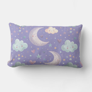 Purple Moon & Clouds Lumbar Pillow