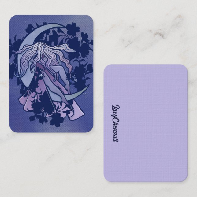 Purple Moon Goddess Wiccan Triple Moon Symbol Art Business Card (Front/Back)