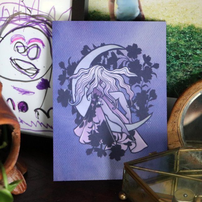 Purple Moon Goddess Wiccan Triple Moon Symbol Art Postcard (Creator Uploaded)