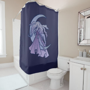 Purple Moon Goddess Wiccan Triple Moon Symbol Art Shower Curtain