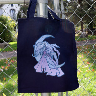 Purple Moon Goddess Wiccan Triple Moon Symbol Art Tote Bag
