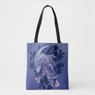Purple Moon Goddess Wiccan Triple Moon Symbol Art Tote Bag