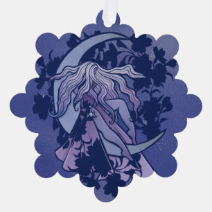 Purple Moon Goddess Wiccan Triple Moon Symbol Art Tree Decoration Card