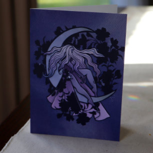 Purple Moon Goddess Wiccan Triple Moon Symbol  Card