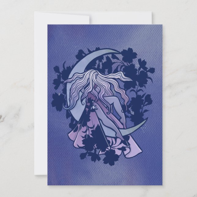 Purple Moon Goddess Wiccan Triple Moon Symbol  Invitation (Front)