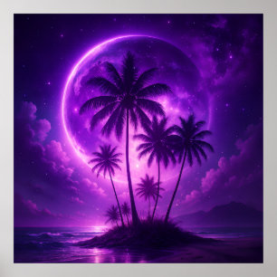 Purple Moon Island Dreamscape Poster