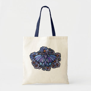 Purple Moon Moth Daisies Tote Bag