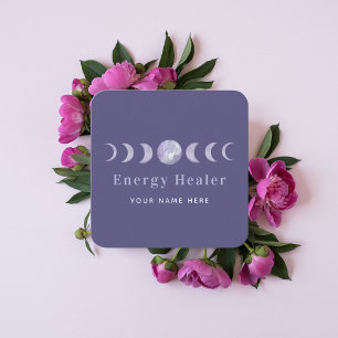 Purple Moon Phases Lunar Energy Healer Spiritual Square Business Card
