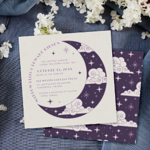 Purple Moon & Stars Celestial Wedding Invitation