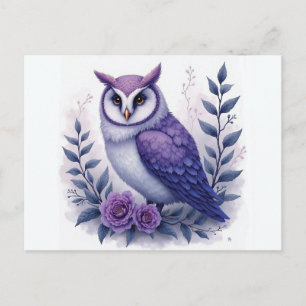 Purple Moonlight Owl Blossom Postcard